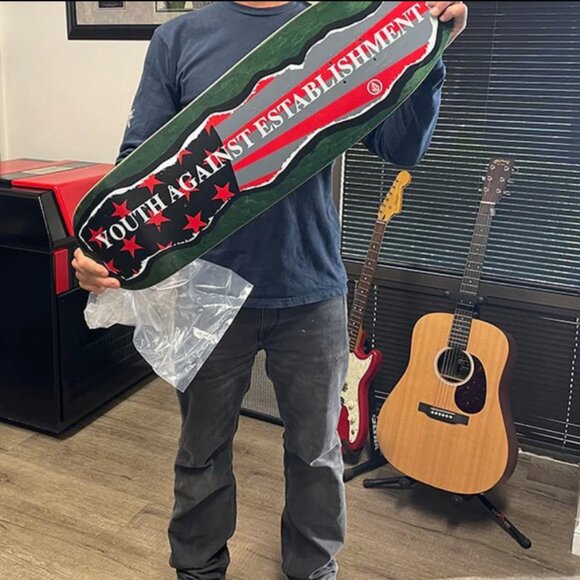 Vtg 90s Volcom Youth Against Establishment Skateboard Deck RARE - Picture 2 of 16